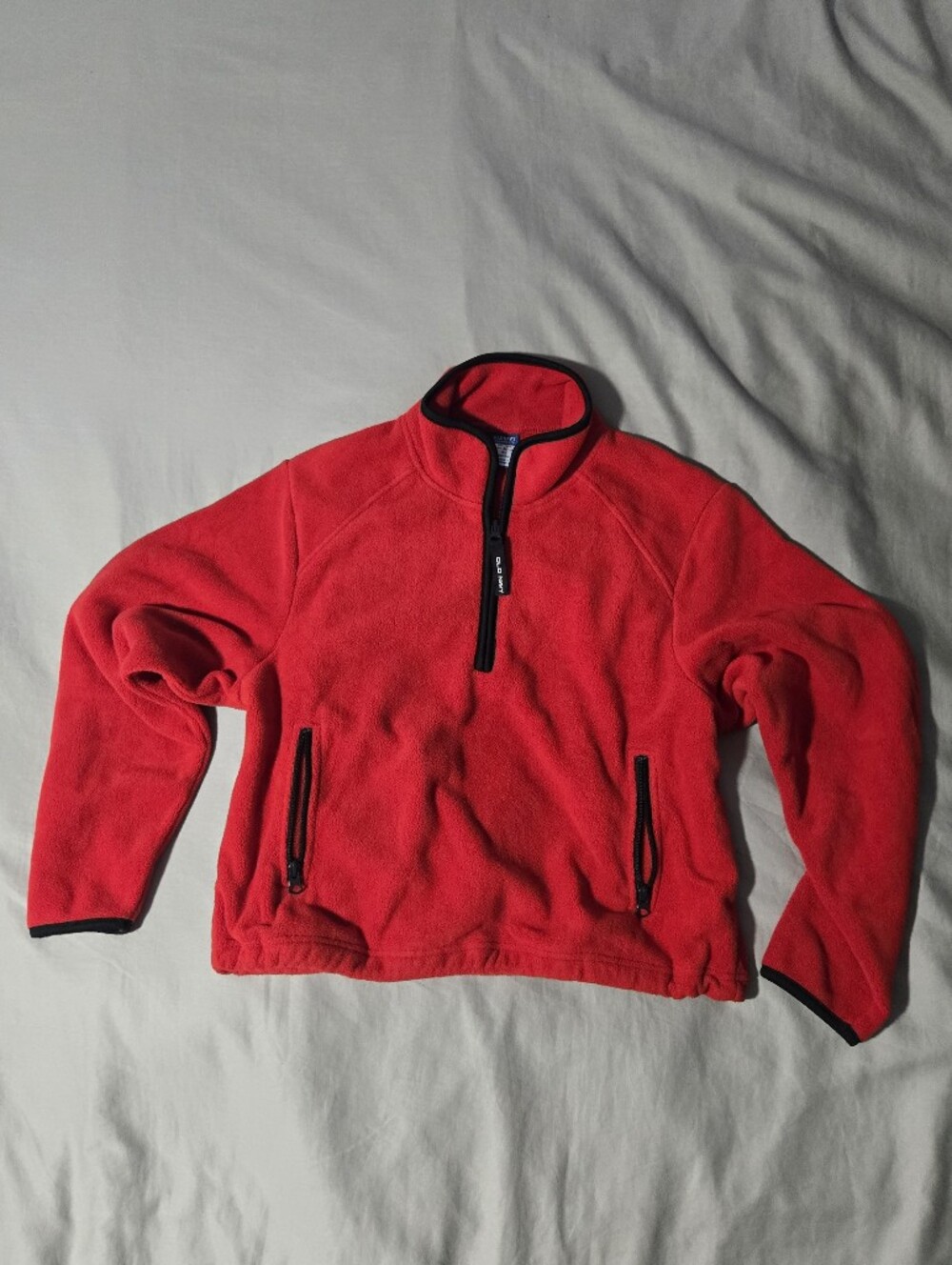 Old Navy Women's Black Red Zip-Up Fleece Pullover